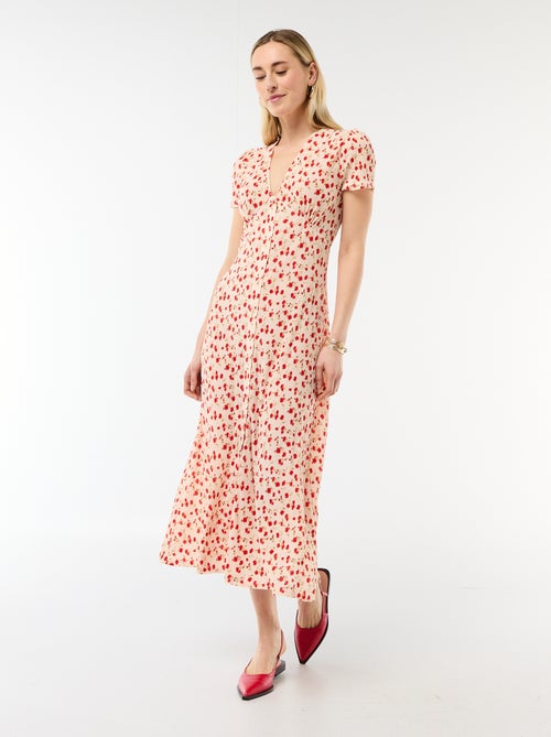 Lange jurk met all-over fijne print - Kiabi