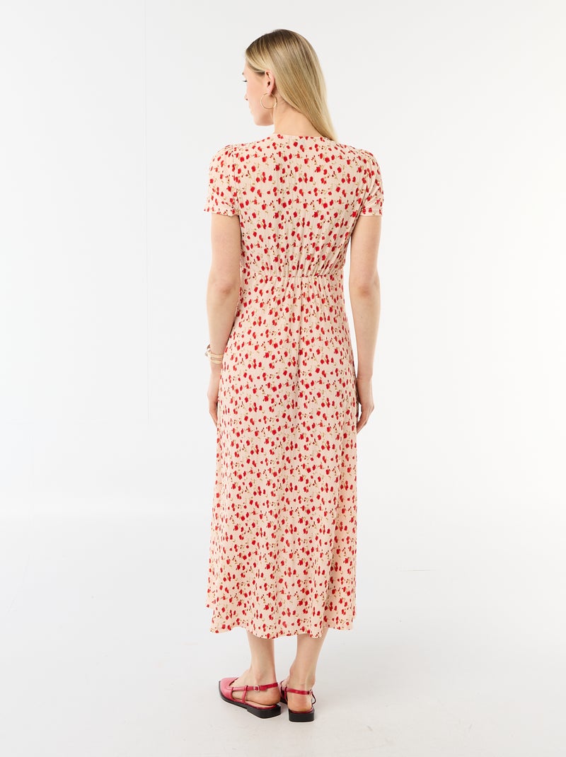 Lange jurk met all-over fijne print Wit - Kiabi