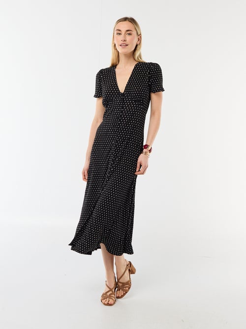 Lange jurk met all-over fijne print - Kiabi