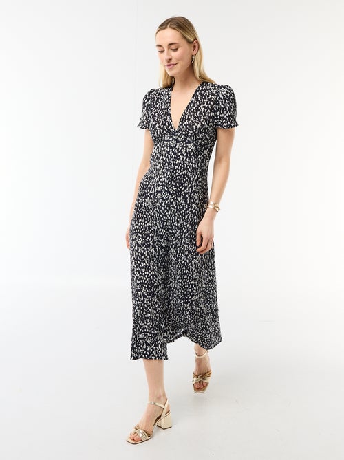 Lange jurk met all-over fijne print - Kiabi