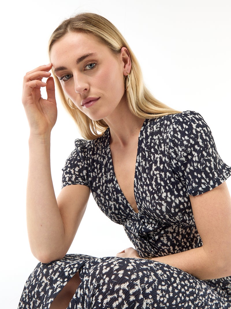 Lange jurk met all-over fijne print Zwart - Kiabi