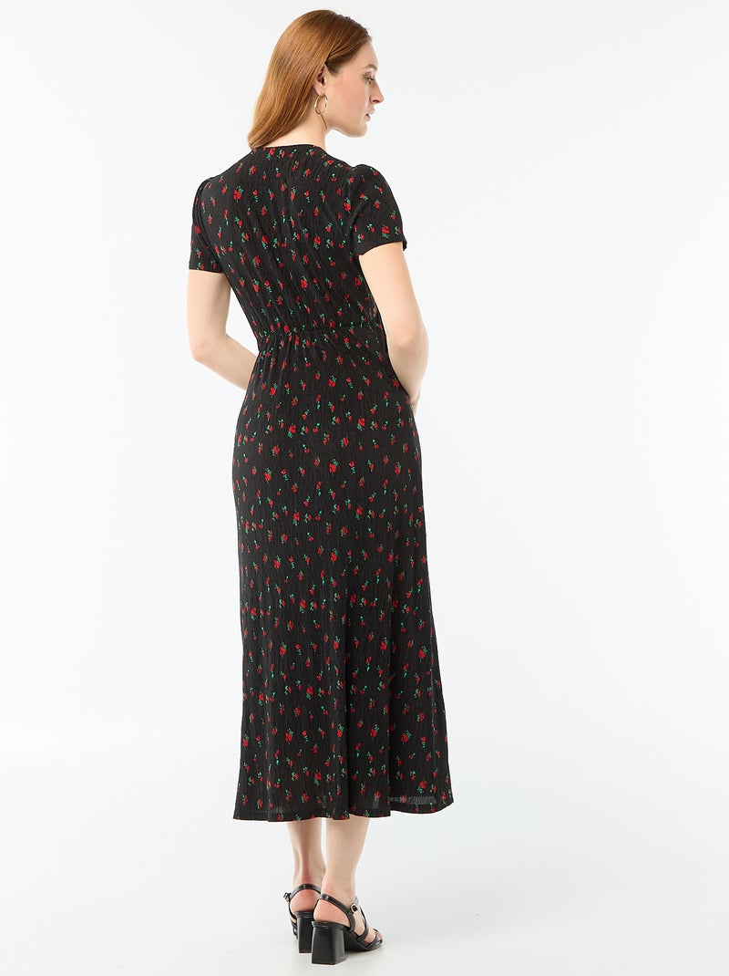 Lange jurk met all-over fijne print Zwart - Kiabi