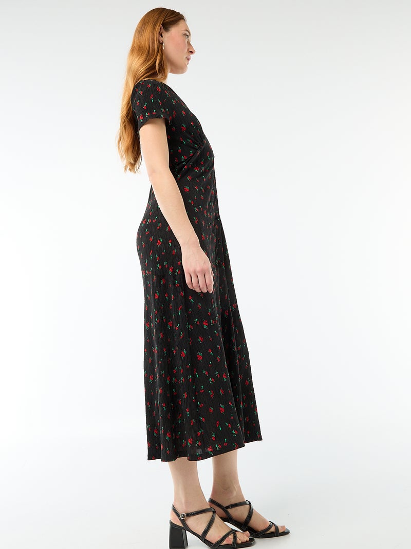 Lange jurk met all-over fijne print Zwart - Kiabi