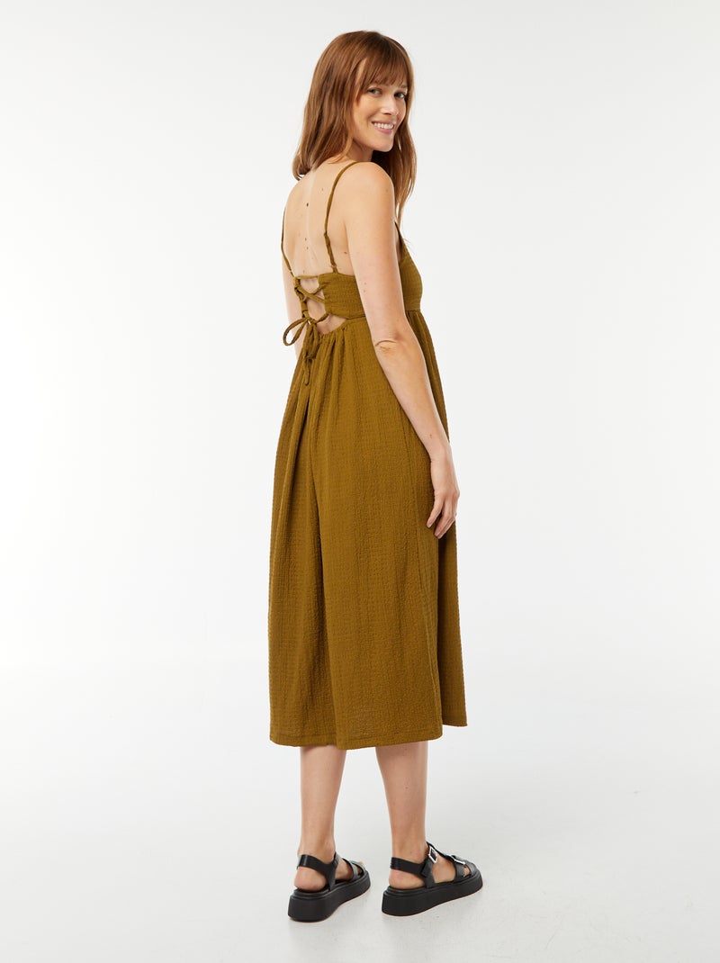 Lange jurk met bandjes en blote rug Groen - Kiabi