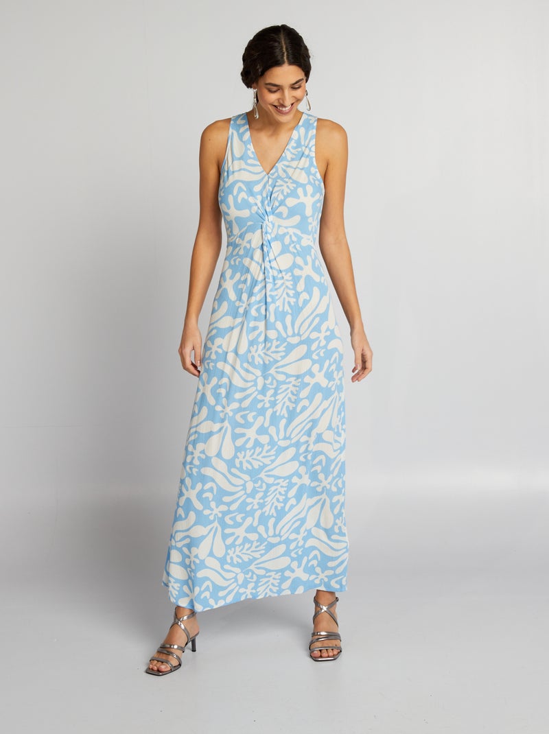 Lange jurk met kabelpatroon BLAUW - Kiabi