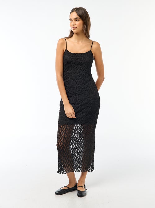 Lange jurk met kant en smalle bandjes - Kiabi