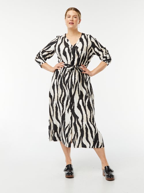 Lange jurk met knoopsluiting over de volledige lengte - Kiabi