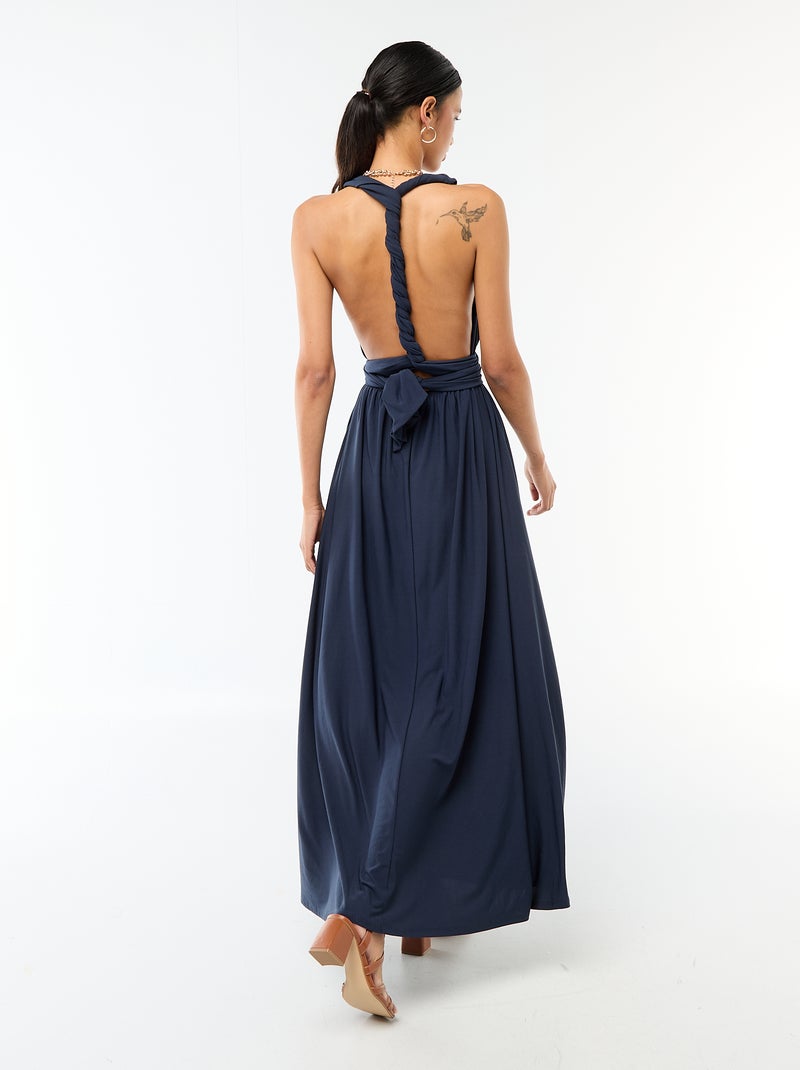 Lange jurk met meerdere draagwijzen Blauw - Kiabi