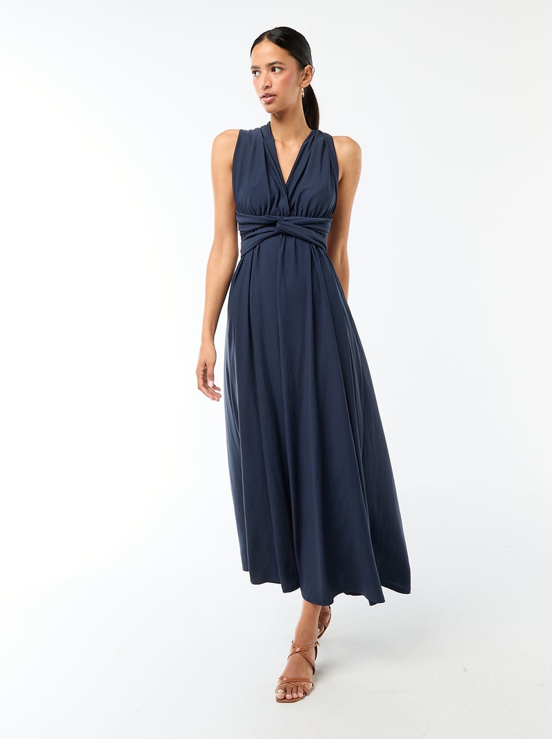Lange jurk met meerdere draagwijzen Blauw - Kiabi
