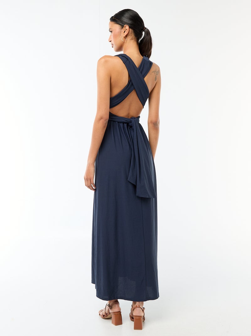 Lange jurk met meerdere draagwijzen Blauw - Kiabi