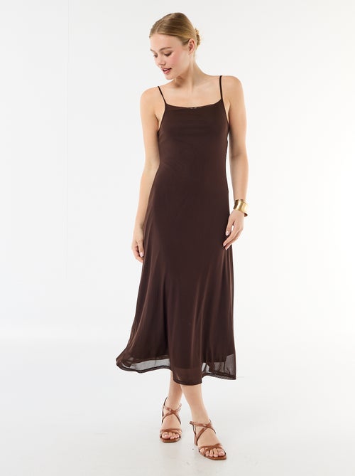 Lange jurk met motief en fijne schouderbandjes - Kiabi