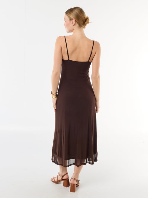 Lange jurk met motief en fijne schouderbandjes - Kiabi