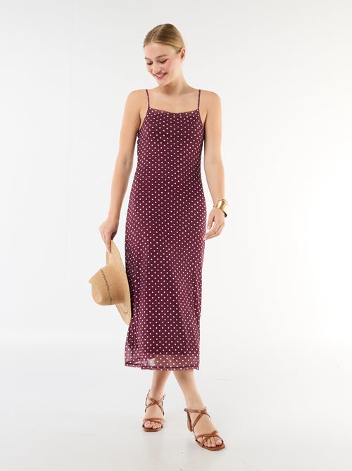 Lange jurk met motief en fijne schouderbandjes - Kiabi