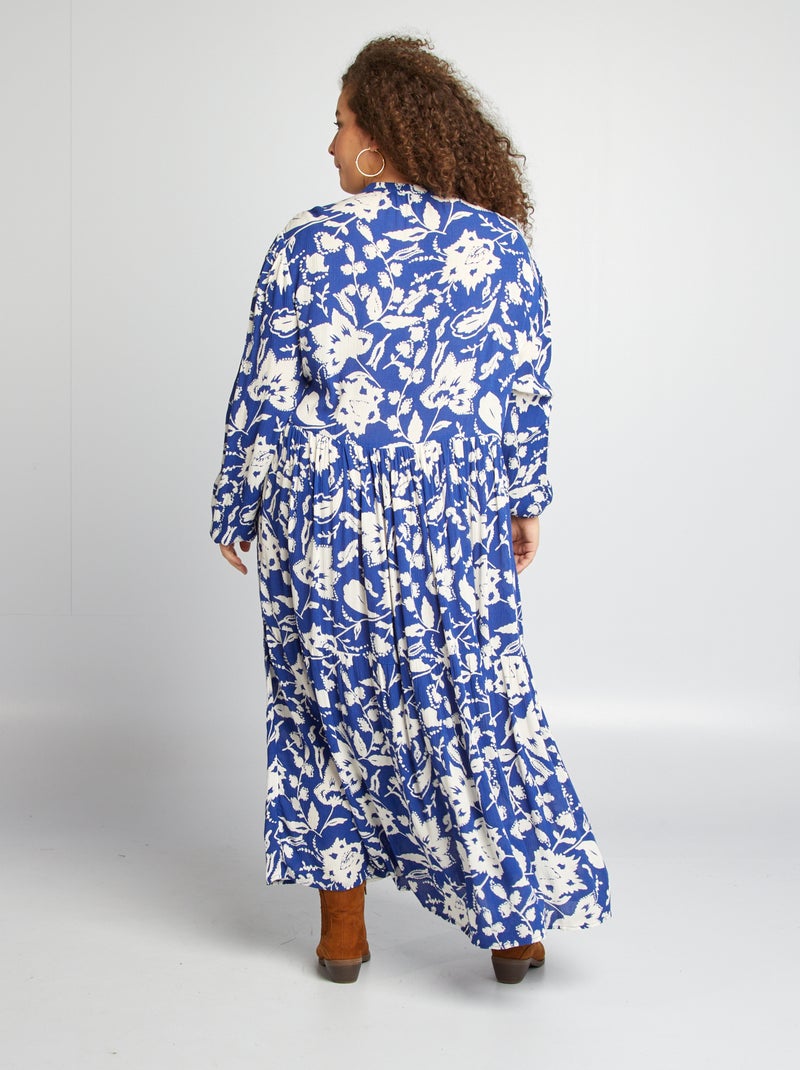 Lange jurk met motiefje BLAUW - Kiabi