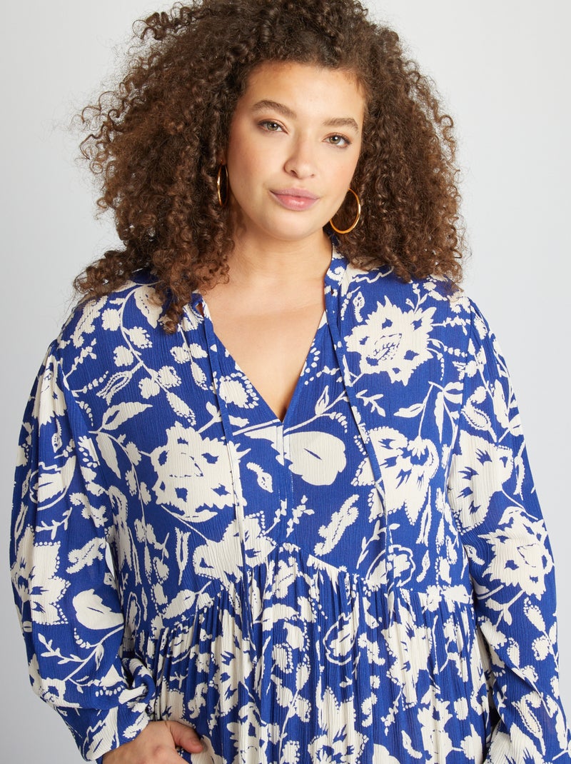 Lange jurk met motiefje BLAUW - Kiabi