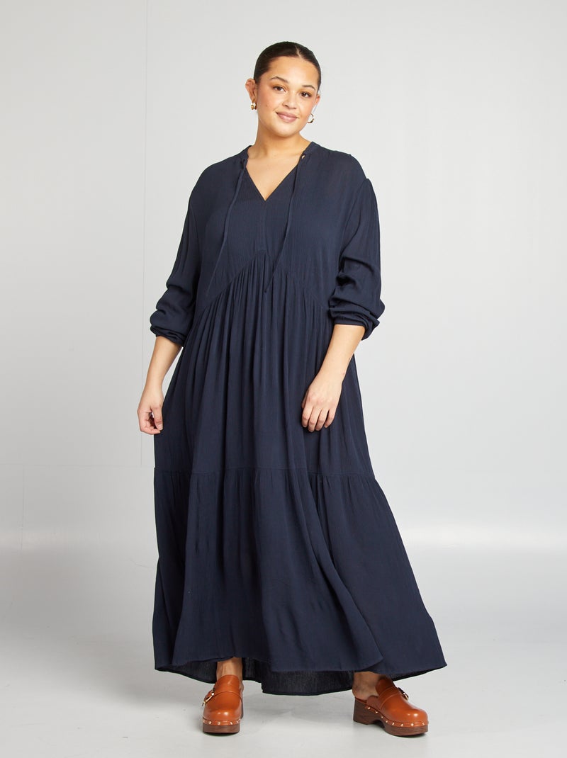Lange jurk met motiefje BLAUW - Kiabi
