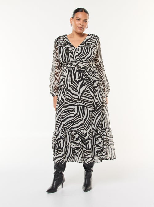 Lange jurk met motiefje en lange mouw - Kiabi