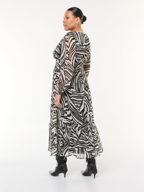 Lange jurk met motiefje en lange mouw - Kiabi