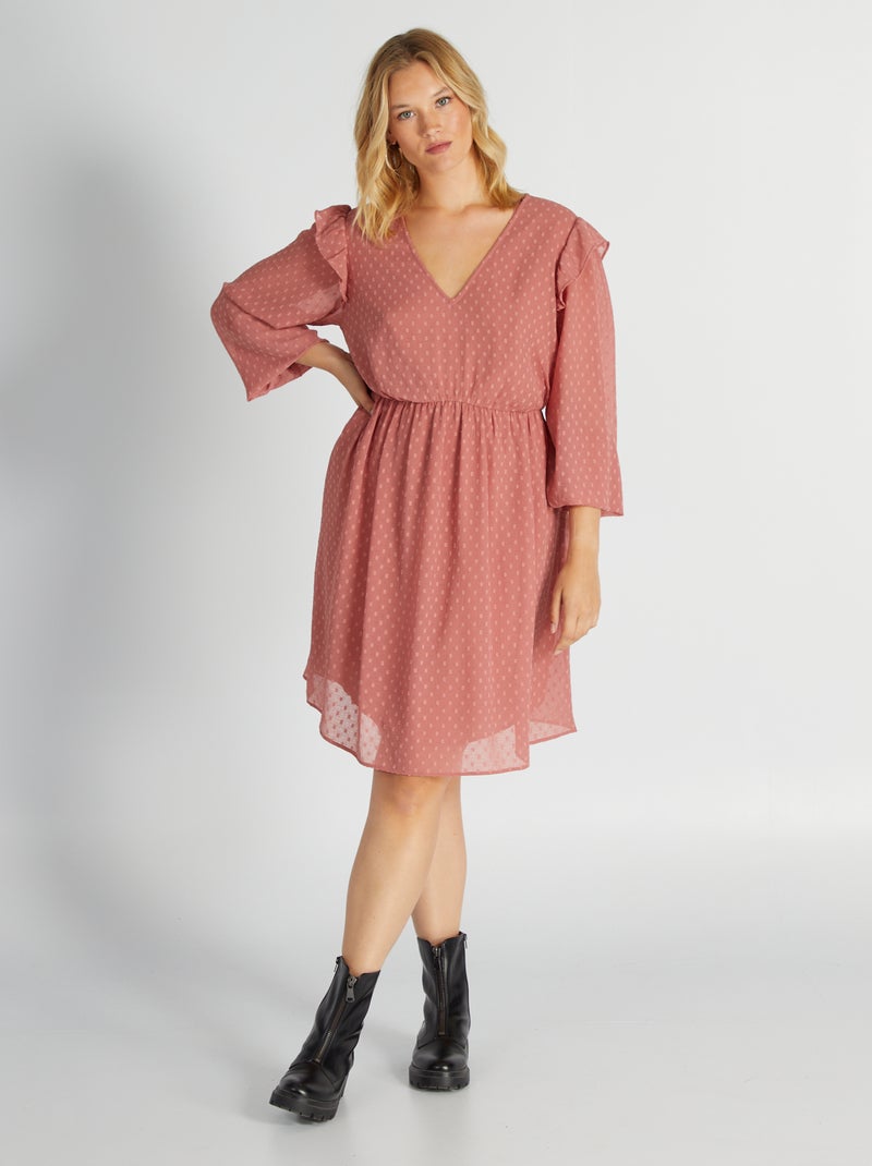 Lange jurk met plumetisborduursel ROSE - Kiabi
