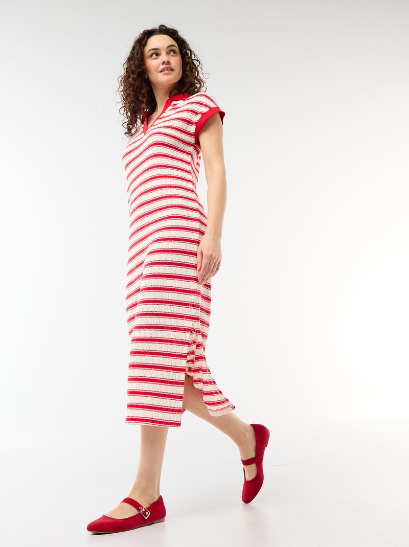 Lange jurk met polokraag Rood - Kiabi