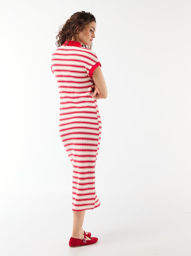 Lange jurk met polokraag Rood - Kiabi