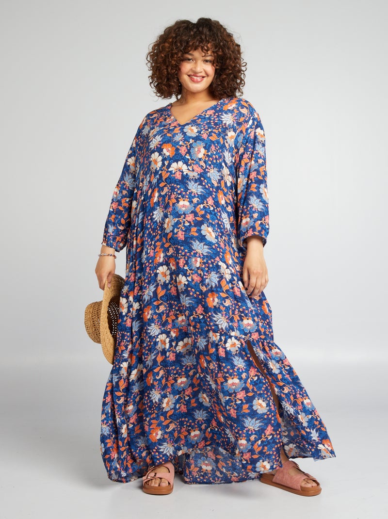 Lange jurk met print BLAUW - Kiabi