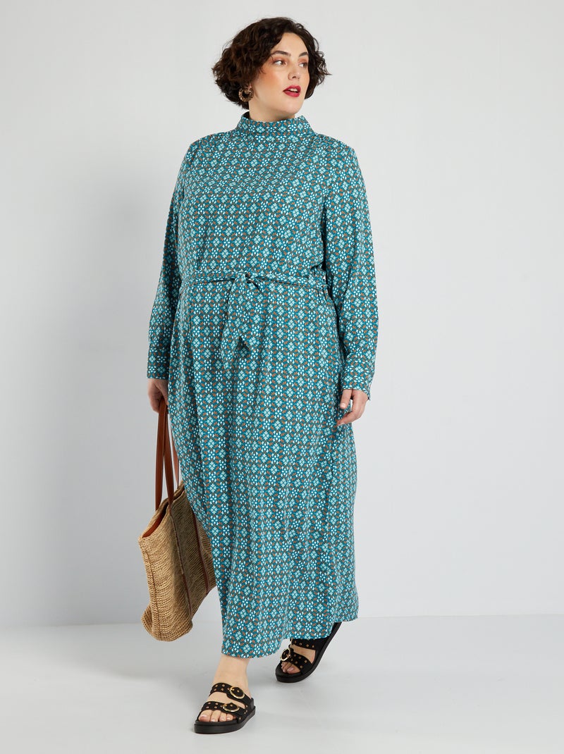 Lange jurk met print BLAUW - Kiabi