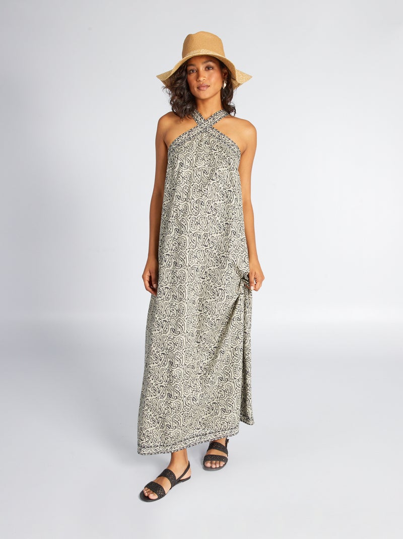 Lange jurk met print BLAUW - Kiabi