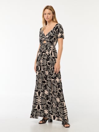 Lange jurk met print en splitjes