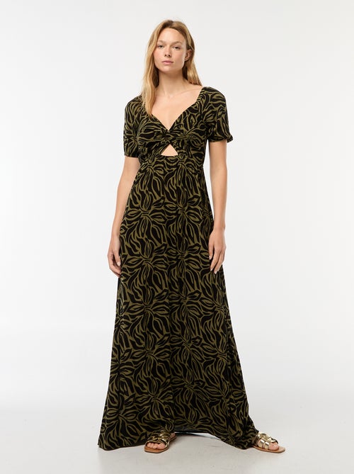 Lange jurk met print en splitjes - Kiabi
