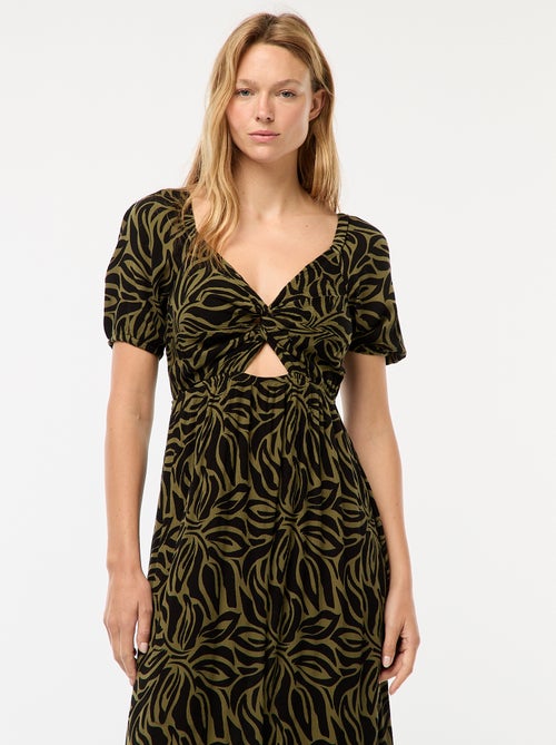 Lange jurk met print en splitjes - Kiabi