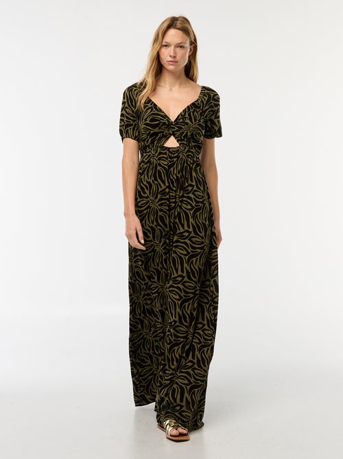 Lange jurk met print en splitjes - Kiabi