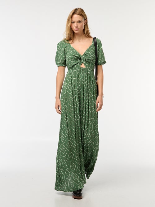 Lange jurk met print en splitjes - Kiabi