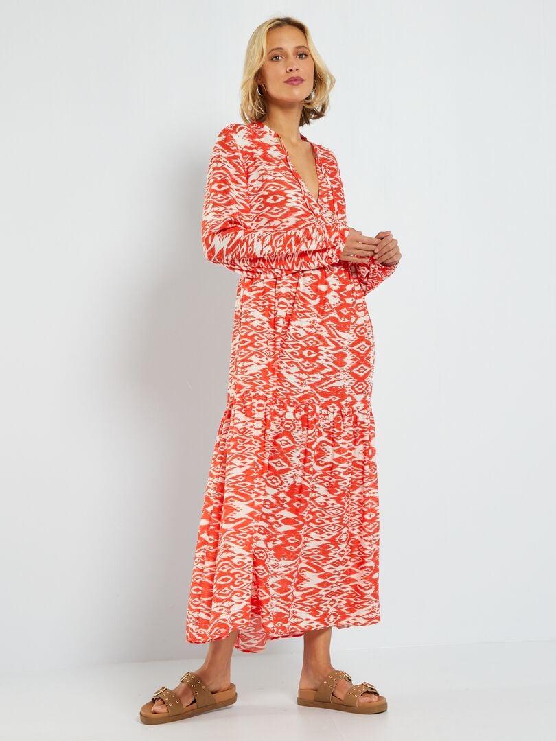 Lange jurk met print ROOD - Kiabi