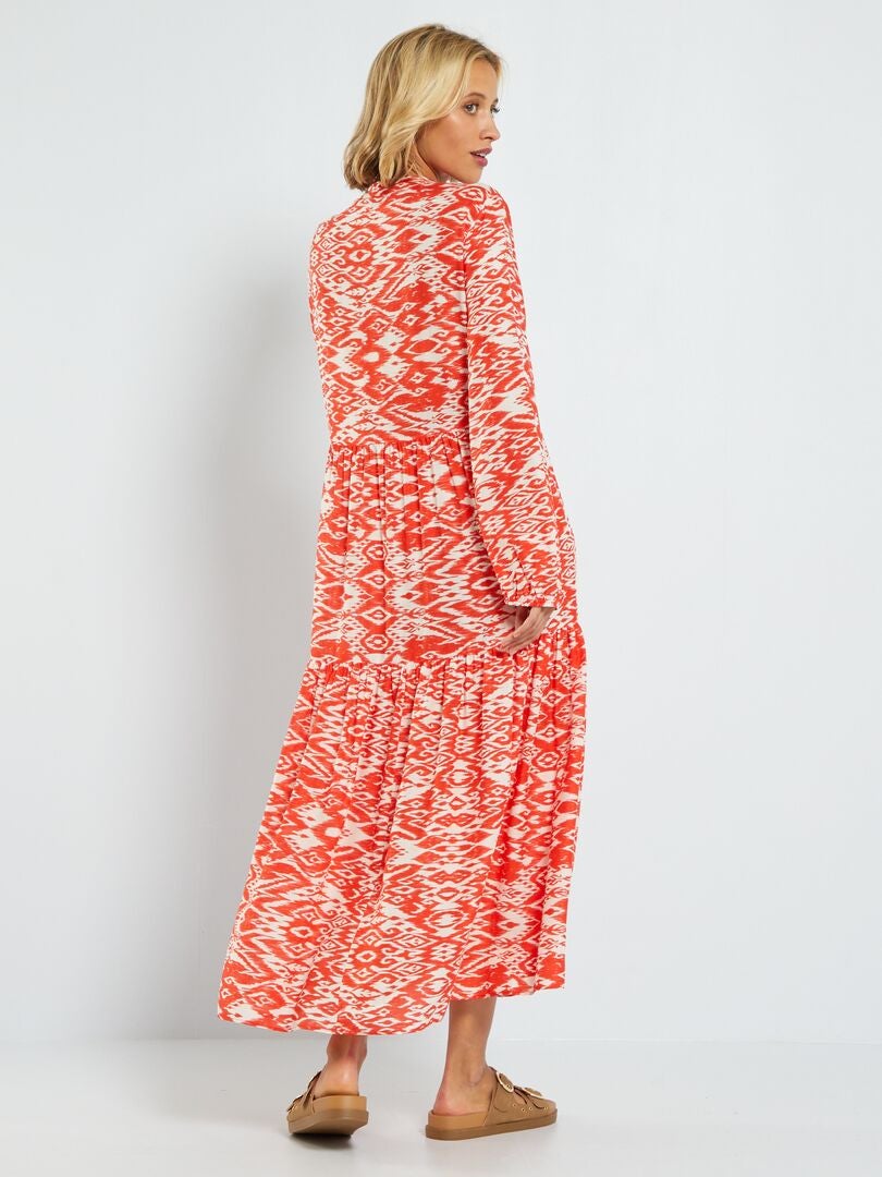 Lange jurk met print ROOD - Kiabi