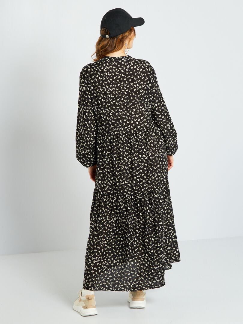Lange jurk met print ZWART - Kiabi