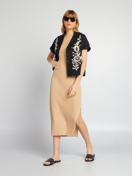 Lange jurk met ribbeltextuur - Kiabi