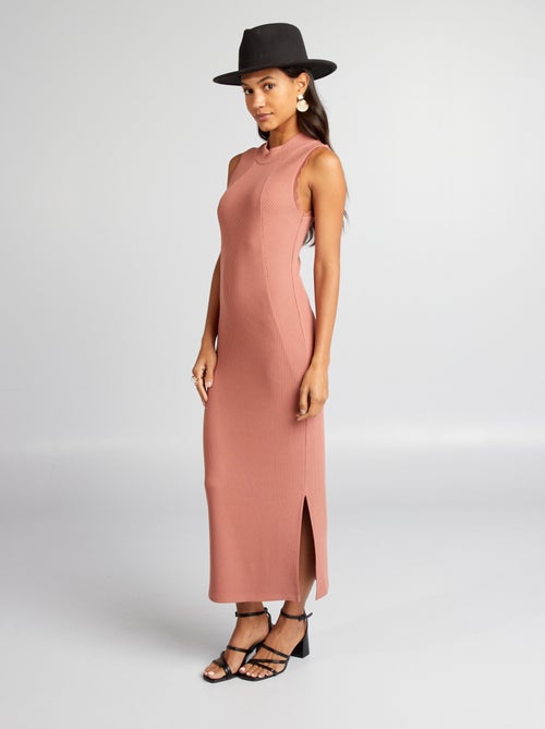 Lange jurk met ribbeltextuur - Kiabi
