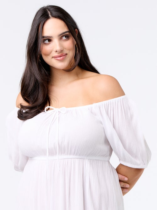 Lange jurk met ronde hals en decolleté - Kiabi