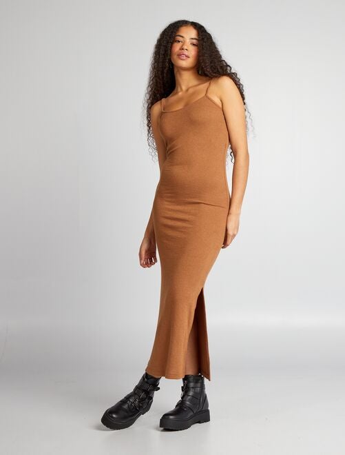 Lange jurk met smalle gekruiste bandjes - Kiabi