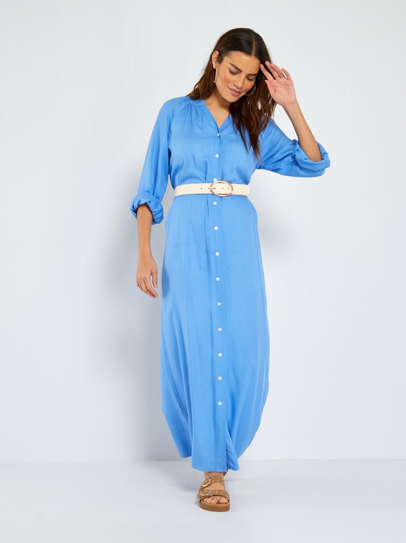Lange jurk met tuniekhals BLAUW - Kiabi