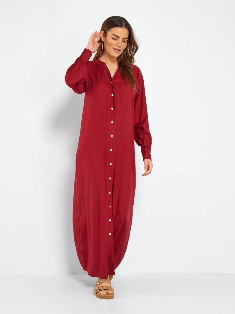 Lange jurk met tuniekhals ROOD - Kiabi