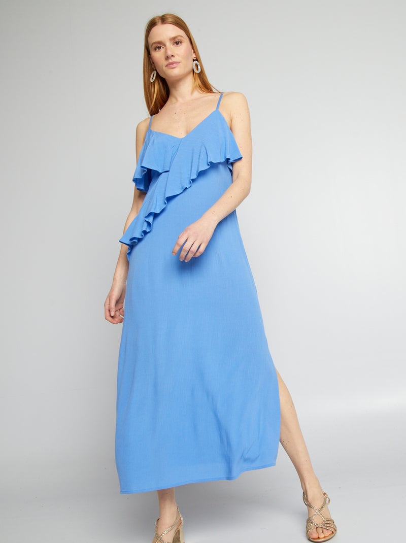 Lange jurk met volants BLAUW - Kiabi