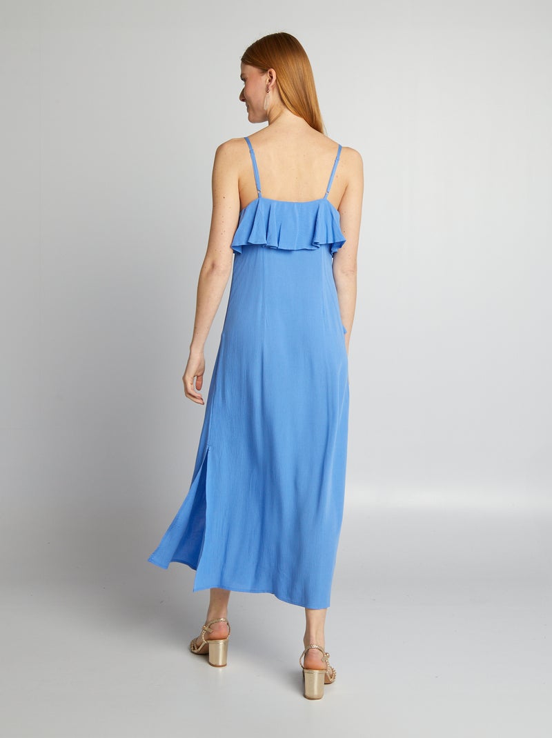 Lange jurk met volants BLAUW - Kiabi