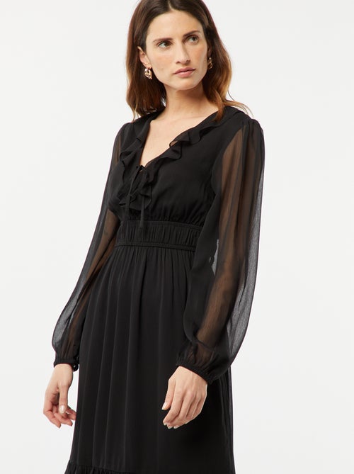 Lange jurk met volants - Kiabi