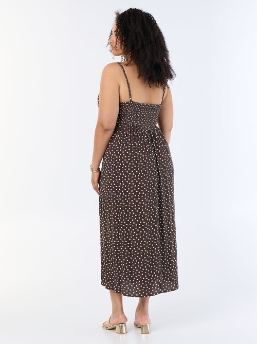 Lange jurk van crêpetricot met smalle bandjes - Kiabi