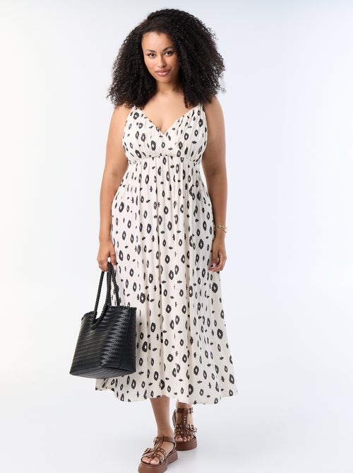 Lange jurk van crêpetricot met smalle bandjes - Kiabi