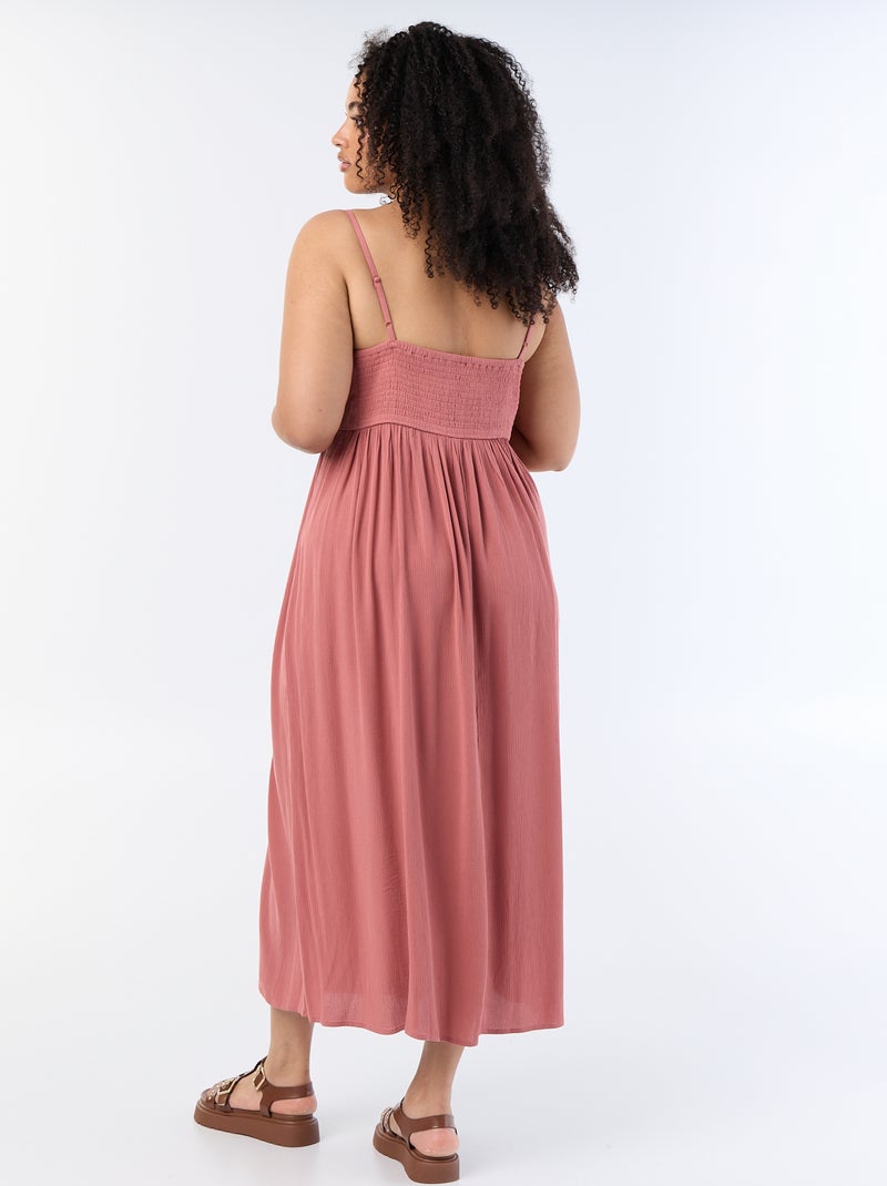 Lange jurk van crêpetricot met smalle bandjes Rose - Kiabi