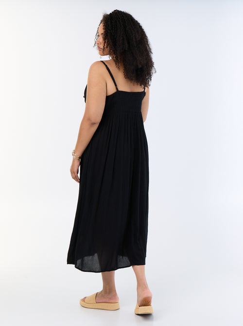 Lange jurk van crêpetricot met smalle bandjes - Kiabi