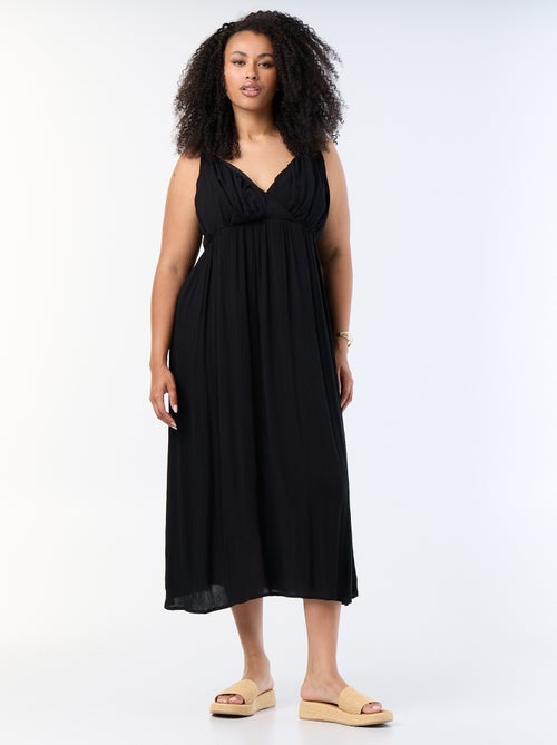 Lange jurk van crêpetricot met smalle bandjes - Kiabi